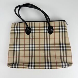 Authentic Vintage Burberry Blue Label Nova Check Plaid Canvas Tote Bag